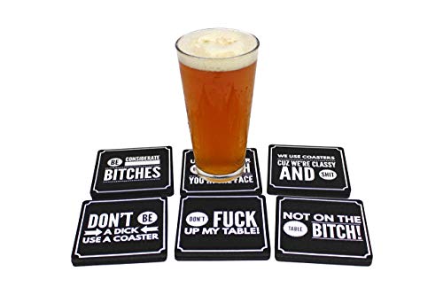 Summit One Funny Coasters for Drinks, Set of 10 (4 x 4 Inch, 5mm Thick) - Bar Accessories for The Home bar Set, Absorbent Felt Drink Coasters The Ideal Man cave Accessories