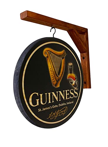 NUEK Guinness Double Sided Pub Sign, Black, Yellow, Brown