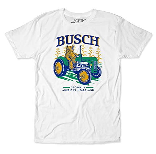 theCHIVE Busch America's Heartland Corn Beer Tee (Men, Large, White)