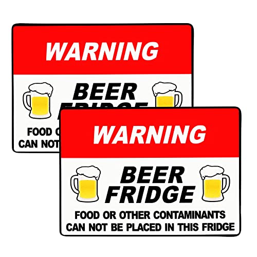2 Pieces Warning Beer Fridge Magnet 5 x 7 Inch Beer Stickers Magnet Stickers Funny Magnets for Fridge Stickers Food or Other Contaminants Can Not Be Placed in This Fridge Brewery Decals for Men Car