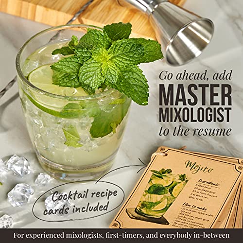 Mixology & Craft Bartender Kit - 15 Piece Set Including Cocktail Shaker and Bar Accessories, Perfect for Drink Mixing at Home, Plus Exclusive Recipe Cards