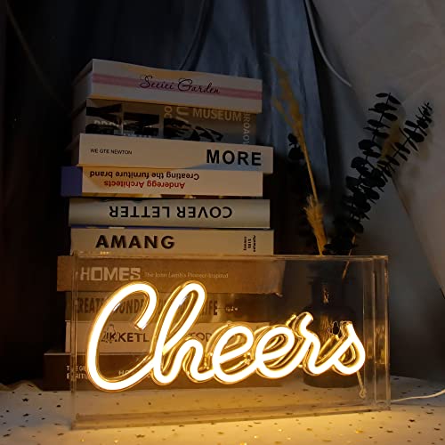 Cheers Sign Neon Signs USB LED Sign Desk Lightbox Cheers Neon Bar Sign 3D Wall Neon Light up Sign for Party Wall Décor Party Light Accessories