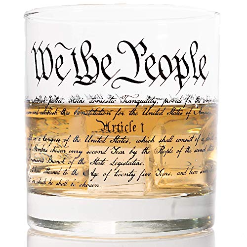 Lucky Shot - Constitution and Declaration of the Independence Wine Glass | United States Constitution and We The People | Old Fashioned Rocks Glasses | Whiskey Gifts | Gift for Men - Set of 2 (11 oz)