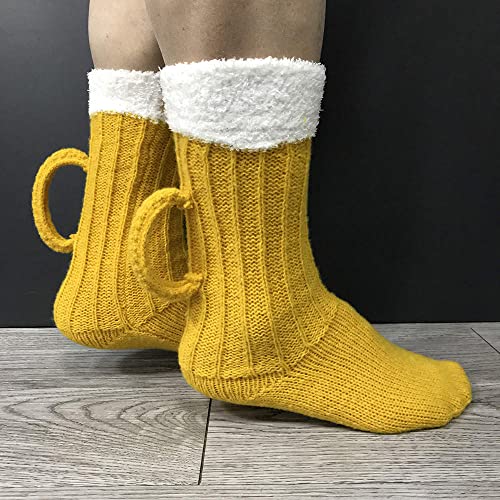 Fat Uncle Beer Mug Socks | Funny Knitted Beer Socks with Handcrafted Handle | Novelty Gift (as1, alpha, one_size, regular, regular)