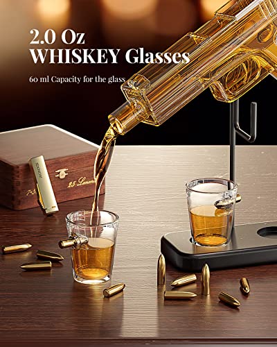 Father's Day Gifts for Men Dad, Kollea 15.2 Oz Whiskey Decanter Set with 2 Glasses, Unique Anniversary Birthday Gift Ideas for Him Husband Grandpa, Cool Military Tequila Liquor Dispenser for Home Bar