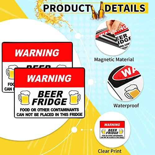 2 Pieces Warning Beer Fridge Magnet 5 x 7 Inch Beer Stickers Magnet Stickers Funny Magnets for Fridge Stickers Food or Other Contaminants Can Not Be Placed in This Fridge Brewery Decals for Men Car