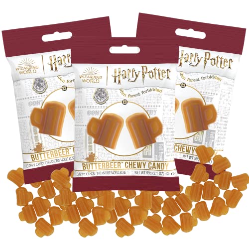 Butter Beer Chewy Candies, Butterscotch Flavored Classic Movie Inspired Candy, Small Packages for Gift Giving, Pack of 3, 2.1 Ounces