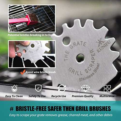 KUNIFU BBQ Grill Scraper, Stocking Stuffers, Bristle-Free for Griddle, Kitchen Gadgets Cleaner, Camping Accessories, Ideal Gifts for Christmas, for Men, Dad, Husband, Boyfriend, Fathers Day