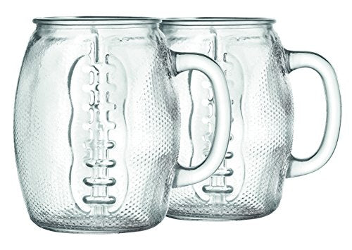 HC Oktoberfest 37 Oz Football Fan Glass Cups Fun Jumbo Drinking - Great For Beer, Mead, & Ale, Stein Mug With Handles Great For Playoffs Everyday, Great Gift For Men (Set Of 2)