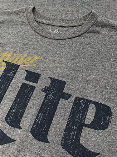 Tee Luv Miller Lite T-Shirt - Distressed Miller Light Beer Shirt (Graphite Snow Heather) (M)