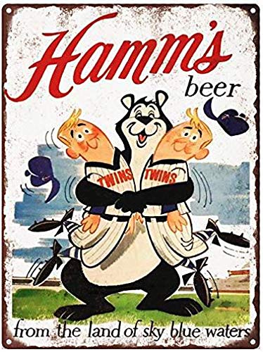 PaBoe Hamms Beer Bear Twins 8x12 Vintage Retro Tin Metal Sign Wall Decor