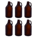 6 Amber Glass Beer Growlers Set, 64 oz. - Screw on Lid, Sturdy, Barware - Amber - The Beer Connoisseur® Store