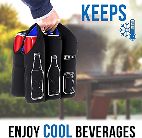6 Pack Insulated Tote Beer Bottle Holder - Gift Idea -12 Can Carrier - Inexpensive Gift for Men - Birthday Unique Gag Koozie - The Beer Connoisseur® Store