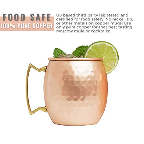 Advanced Mixology [Gift Set] Authentic Moscow Mule Mugs Set of 2 (16oz) | Solid Barrel 100% Copper Mugs Set w/ 2 Straws, 2 Wooden Coasters & 1 Shot Glass | Tarnish-Resistant Food Grade Lacquer Coat - The Beer Connoisseur® Store