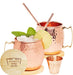 Advanced Mixology [Gift Set] Authentic Moscow Mule Mugs Set of 2 (16oz) | Solid Barrel 100% Copper Mugs Set w/ 2 Straws, 2 Wooden Coasters & 1 Shot Glass | Tarnish-Resistant Food Grade Lacquer Coat - The Beer Connoisseur® Store