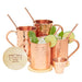 Advanced Mixology [Gift Set] Moscow Mule Mugs - 100% Pure Copper Mugs, 16 Ounce Set of 4 Stylish Designed Mugs with 4 Artisan Hand Crafted Wooden Coasters - The Beer Connoisseur® Store