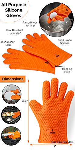 AMZ BBQ CLUB Grilling Accessories - Silicone BBQ Gloves, Food Grade Meat Claws, Digital Grilling Thermometer | BBQ Set for Cooking Grilling Barbecue Roasting Baking Open Flame - The Beer Connoisseur® Store