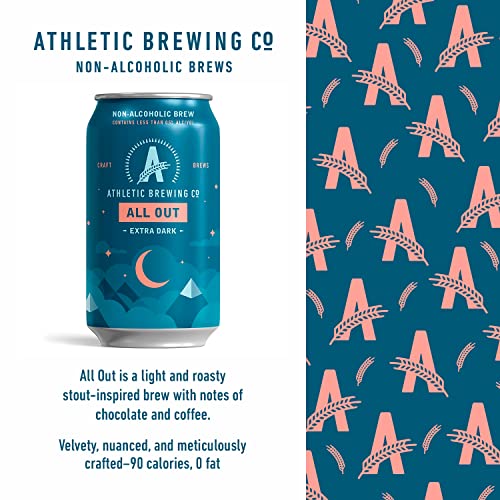 Athletic Brewing Company Craft Non-Alcoholic Beer - 12 Pack x 12 Fl Oz Cans - All Out Extra Dark - Low-Calorie, Award Winning - Delicate Coffee and Bittersweet Chocolate Notes - The Beer Connoisseur® Store