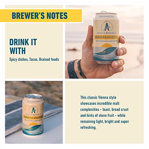 Athletic Brewing Company Craft Non-Alcoholic Beer - 12 Pack x 12 Fl Oz Cans - Cerveza Atletica - Low-Calorie, Award Winning - Rich Aroma and Flavor Balanced with Light Spicy and Floral Notes - The Beer Connoisseur® Store