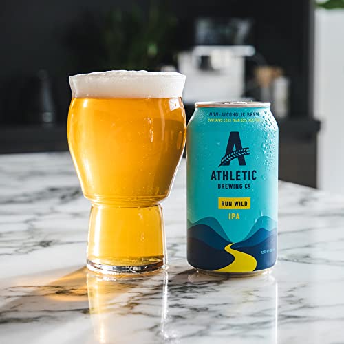 Athletic Brewing Company Craft Non-Alcoholic Beer - 12 Pack x 12 Fl Oz Cans - Run Wild IPA - Low-Calorie, Award Winning - The Ultimate Sessionable IPA Subtle Yet Complex Malt Profile - The Beer Connoisseur® Store