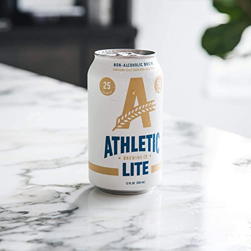 Athletic Brewing Company Light Craft Non-Alcoholic Beer - 12 Pack x 12 Fl Oz Cans - Athletic Lite Light Brew - Low-Calorie, Award Winning - Simply Crisp, Refreshing, Brisk & Smooth - Beautiful Noble Hops & Malt Body - The Beer Connoisseur® Store