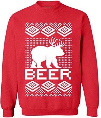 Awkwardstyles Ugly Christmas Beer Deer Sweater Holidays Sweatshirts L Red - The Beer Connoisseur® Store
