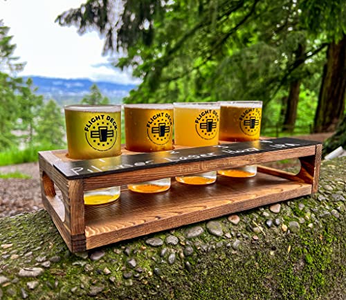 Beer Flight Glass Rests Beer Flight Glasses with Board - FLIGHT DECK For Those Who Serve - Bee ...