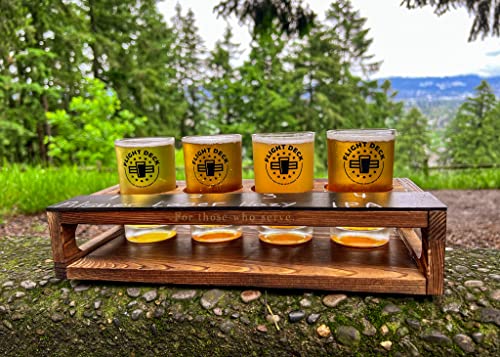 Beer Flight Glass Rests Beer Flight Glasses with Board - FLIGHT DECK For Those Who Serve - Bee ...