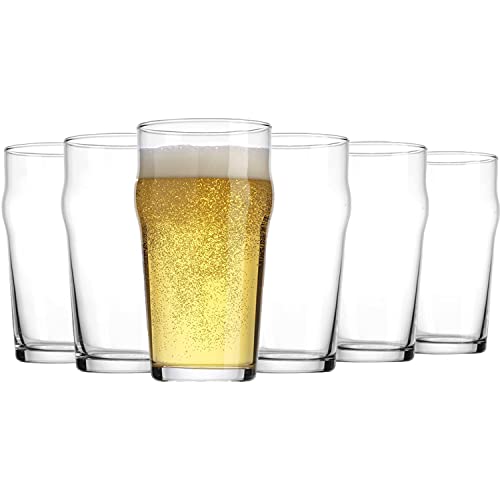 Beer Glasses Set of 6 British 20 Oz. Pint Glasses By Glavers, Uniquely Designed Easy-Grip European Pub Beer Pilsner Tumblers for Wheat, Ale, Juice, Cocktails, Great Gift for Men. - The Beer Connoisseur® Store