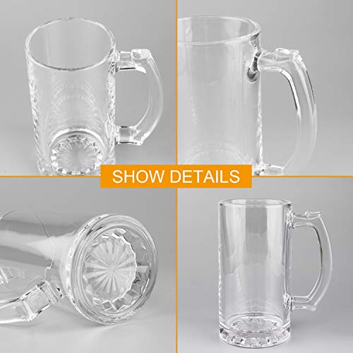 Beer Mugs Set,Glass Mugs With Handle 16oz,Large Beer Glasses For Freezer,Beer Cups Drinking Glasses 500ml,Pub Drinking Mugs Stein Water Cups For Bar,Alcohol,Beverages Set of 8 KTZB02… - The Beer Connoisseur® Store