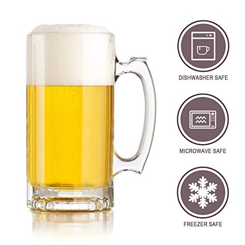 Beer Mugs Set,Glass Mugs With Handle 16oz,Large Beer Glasses For Freezer,Beer Cups Drinking Glasses 500ml,Pub Drinking Mugs Stein Water Cups For Bar,Alcohol,Beverages Set of 8 KTZB02… - The Beer Connoisseur® Store