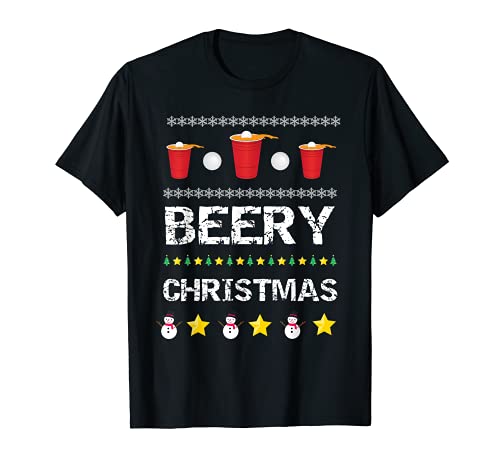 Beery Christmas Beer Pong Ugly Christmas Sweater T-Shirt - The Beer Connoisseur® Store