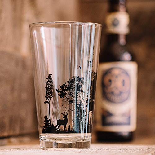 Black Lantern Pint Glasses– Beer Glass and Pint Glass Set of 2 – Forest and Animals Design - Kitchen Glasses and Everyday Drinkware - The Beer Connoisseur® Store