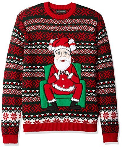 Blizzard Bay Mens Ugly Christmas Santa Sweater, Black, X-Large US - The Beer Connoisseur® Store
