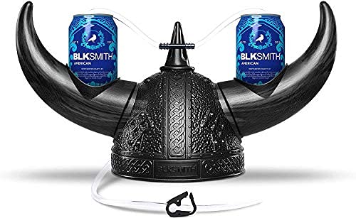 Blksmith Viking Beer Helmet for Sports, Tailgating, and Parties Black Drinking