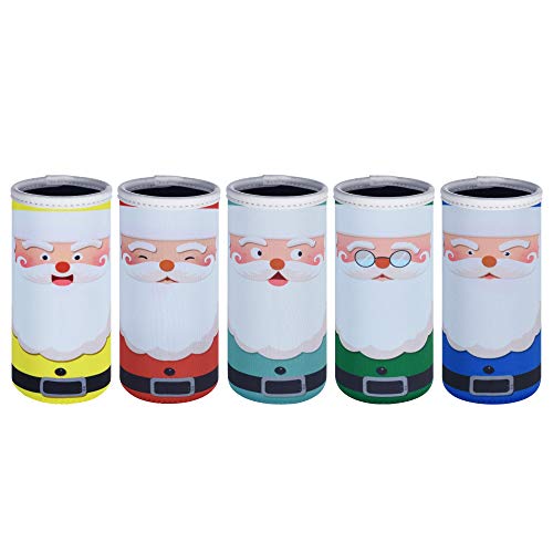 Bluecell Pack of 5 Christmas Santa Pattern 22-23oz Neoprene Insulators Beer Can Sleeves for Drink Beer Cans (Santa(5pcs), 22-23 oz) - The Beer Connoisseur® Store
