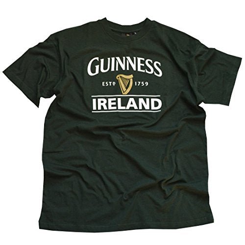 Bottle Green Guinness T-Shirt With Ireland EST. 1759 With Gold Harp Design - The Beer Connoisseur® Store