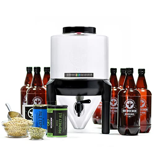 BrewDemon Craft Beer Brewing Kit with Bottles - Conical Fermenter Eliminates Sediment and Makes Great Tasting Home Made Beer - The Beer Connoisseur® Store