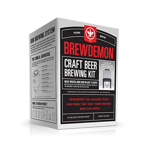 BrewDemon Craft Beer Brewing Kit with Bottles - Conical Fermenter Eliminates Sediment and Makes Great Tasting Home Made Beer - The Beer Connoisseur® Store
