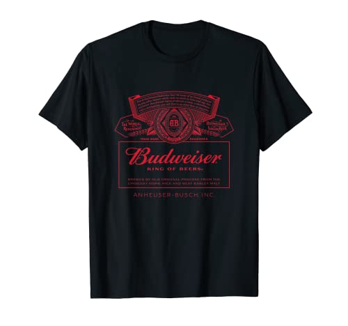 Budweiser mens Classic Budweiser Can Label T Shirt, Black, Small US - The Beer Connoisseur® Store