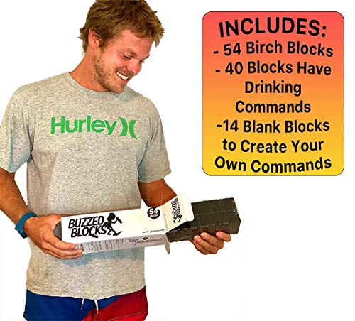 Buzzed Blocks Adult Drinking Game - 54 Blocks with Hilarious Drinking Commands and Games on 40 of Them | Perfect Pregame Party Starter | Entertaining Party Game for Adults | Novelty Funny Gift (Black) - The Beer Connoisseur® Store