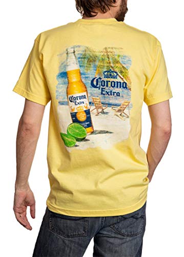 Calhoun Official Corona Extra Mens T-Shirt Front Back Print (XX-Large, Banana) - The Beer Connoisseur® Store