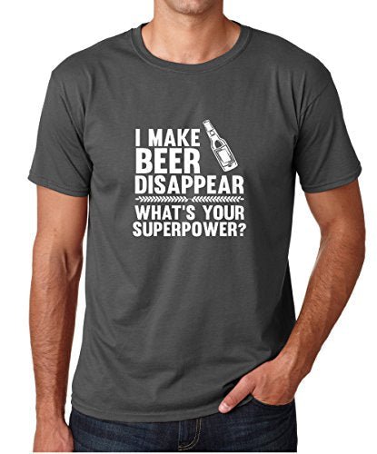CBTWear I Make Beer Disappear, Whats Your Superpower? Beer Lover - Drinking Tee - Funny Men's T-Shirt (X-Large, Charcoal) - The Beer Connoisseur® Store