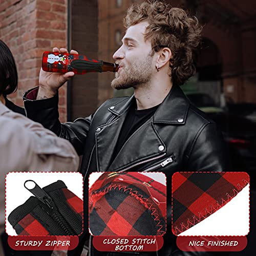 Christmas Beer Bottle Insulator Sleeve with Ring Zipper Neoprene Insulated Bottle Jackets Keep Warm and Cold Beer Bottle Sleeves with Stitched Fabric Edges for Party (Classic Pattern,8 Pieces) - The Beer Connoisseur® Store
