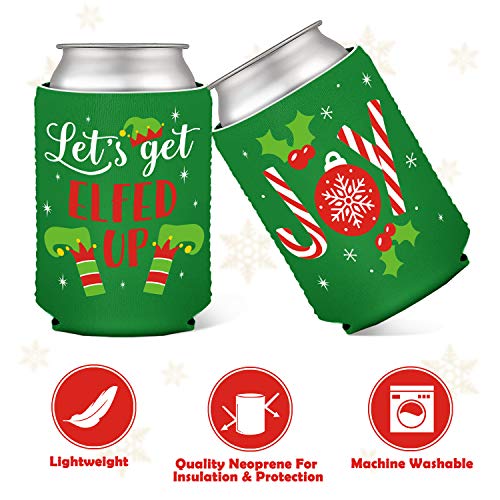 Christmas Can Sleeves Coolers Xmas Holiday Can Covers for Christmas Gathering Party Decorations Gift Ideas Supplies Neoprene Soda Can Beverage Set of 12 - The Beer Connoisseur® Store