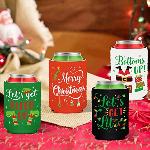 Christmas Can Sleeves Coolers Xmas Holiday Can Covers for Christmas Gathering Party Decorations Gift Ideas Supplies Neoprene Soda Can Beverage Set of 12 - The Beer Connoisseur® Store