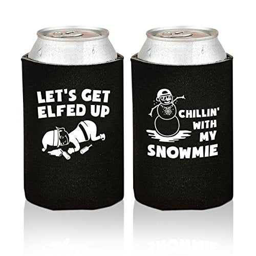 Christmas Funny Beer Can Coolers- 12 Pack Party Favor Drink Coolies for Man- Gag Gifts for Christmas Holiday Parties - Novelty Beverage Insulators