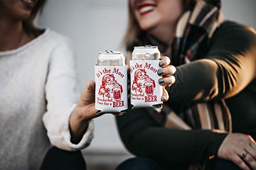 Christmas Stocking Stuffer for Men Santa Beer Can Cooler Party Favor Gift (4 Can Coolers) - The Beer Connoisseur® Store