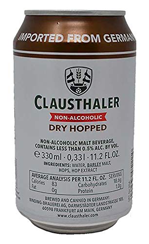 Clausthaler Dry Hopped Non-Alcoholic Beer, 11.2 fl oz (24 Cans) - The Beer Connoisseur® Store