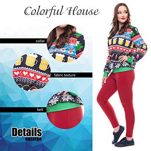 Colorful House Unisex's Ugly Christmas Jumper Sweater, 3D Digital Print Sweatshirt (X-Large, Beer) - The Beer Connoisseur® Store